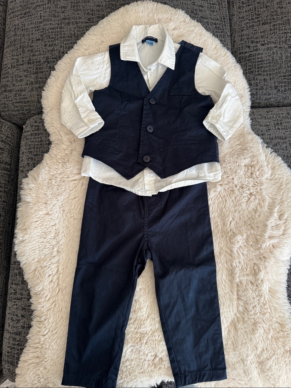Andy & Evan 18-24mos. 3-piece Navy Suit Set